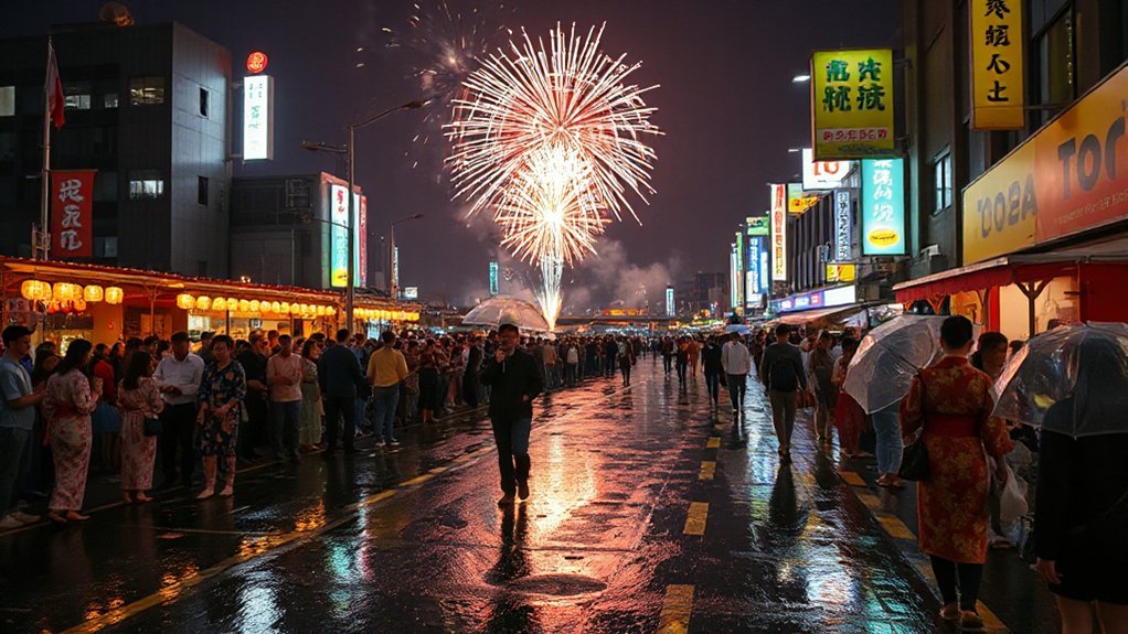 lanterns fireworks rain typhoons