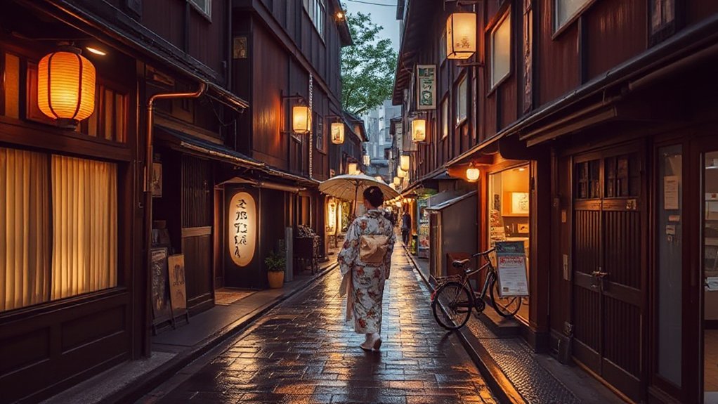 quiet lantern lit geisha lanes