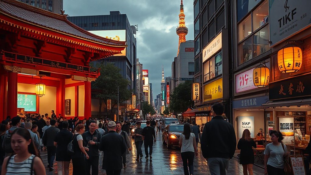 temples crossings alleys neon